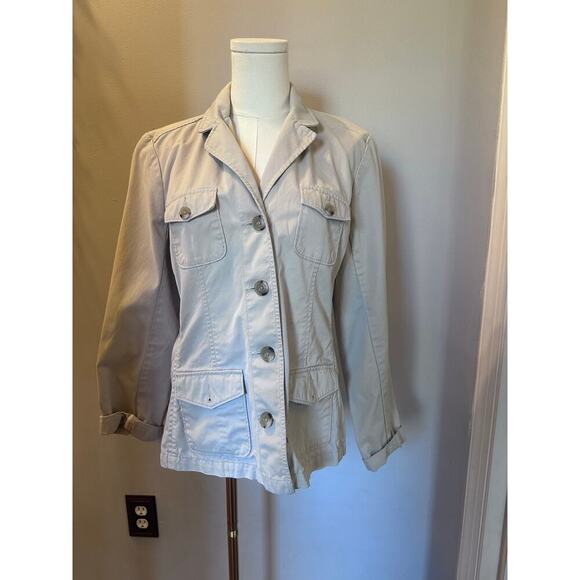 Eddie Bauer Womens Jacket Tan size 10 Button Down 100% Cotton - Picture 7 of 10